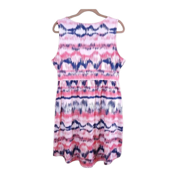 Eddie Bauer Sleeveless Pink and Blue Patterned Dress - Picture 3 of 5